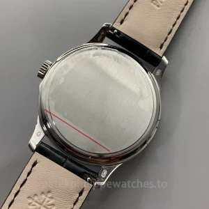 Patek-Philippe-Calatrava-5227G-010-Replica-39mm-Automatic-Mens-Dress-Watch-with-Black-Lacquer-Dial-Officer-Style-Caseback-Back-View