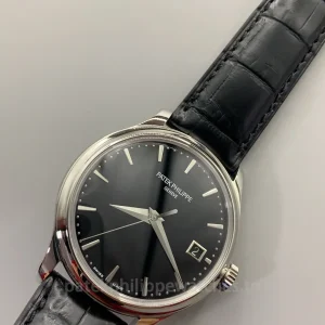 Patek-Philippe-Calatrava-5227G-010-Replica-39mm-Automatic-Mens-Dress-Watch-with-Black-Lacquer-Dial-Officer-Style-Caseback-Dial-Detail-3