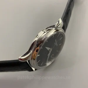 Patek-Philippe-Calatrava-5227G-010-Replica-39mm-Automatic-Mens-Dress-Watch-with-Black-Lacquer-Dial-Officer-Style-Caseback-Left-Side