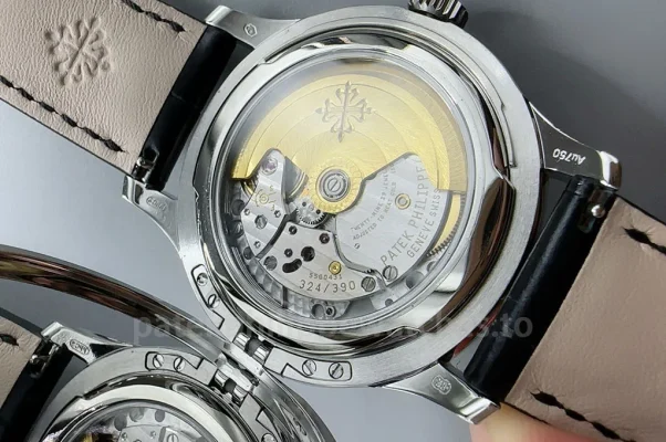 Patek Philippe Calatrava 5227G-010 Replica transparent caseback showing Dandong Caliber 324 S C automatic mechanical movement