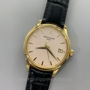 Patek-Philippe-Calatrava-5227J-001-Super-Clone-39mm-Automatic-Mens-Dress-Watch-with-Ivory-Dial-Gold-Plated-Case-Dial-Detail-2