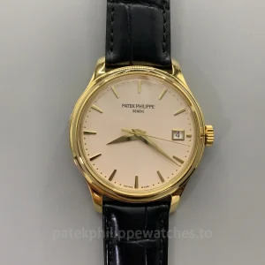 Patek-Philippe-Calatrava-5227J-001-Super-Clone-39mm-Automatic-Mens-Dress-Watch-with-Ivory-Dial-Gold-Plated-Case-Front-View