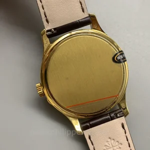 Patek-Philippe-Calatrava-5227J-001-Super-Clone-39mm-Mens-Automatic-Dress-Watch-with-Ivory-White-Dial-Gold-Finish-Case-Brown-Leather-Strap-Back-View