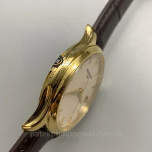 Patek-Philippe-Calatrava-5227J-001-Super-Clone-39mm-Mens-Automatic-Dress-Watch-with-Ivory-White-Dial-Gold-Finish-Case-Brown-Leather-Strap-Left-Side