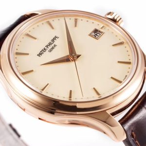 Patek-Philippe-Calatrava-5227R-001-Super-Clone-39mm-Mens-Automatic-Dress-Watch-Ivory-White-Dial-Rose-Gold-Officer-Case-Brown-Leather-StrapDial-Detail-2
