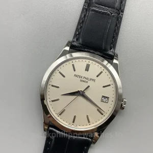 Patek-Philippe-Calatrava-5296G-010-Replica-38mm-Mens-Luxury-Automatic-Watch-with-Ivory-White-Dial-Black-Leather-Strap-Dial-Detail-1
