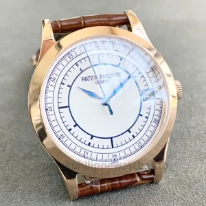 Patek Philippe Calatrava 5296R-001 Replica Watch – 38mm Sector Dial, Sapphire Crystal, Brown Leather StrapDetailed product image