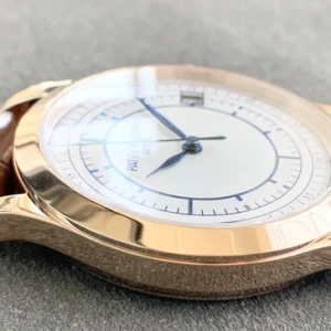 Patek Philippe Calatrava 5296R-001 Replica Watch – 38mm Sector Dial, Sapphire Crystal, Brown Leather StrapRight case profile