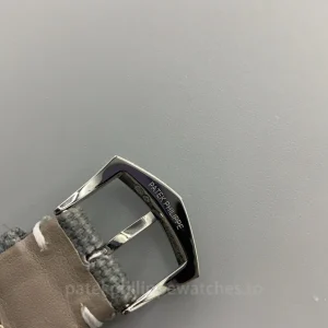 Patek-Philippe-Calatrava-6007A-001-Replica-40mm-Mens-Luxury-Automatic-Watch-with-Grey-Blue-Dial-Carbon-Fiber-Style-Pattern-Buckle-Detail-1