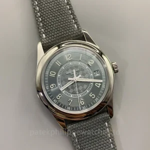 Patek-Philippe-Calatrava-6007A-001-Replica-40mm-Mens-Luxury-Automatic-Watch-with-Grey-Blue-Dial-Carbon-Fiber-Style-Pattern-Dial-Detail-2