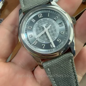 Patek-Philippe-Calatrava-6007A-001-Replica-40mm-Mens-Luxury-Automatic-Watch-with-Grey-Blue-Dial-Carbon-Fiber-Style-Pattern-Dial-Detail-3