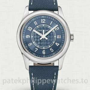 Patek-Philippe-Calatrava-6007A-001-Replica-40mm-Mens-Luxury-Automatic-Watch-with-Grey-Blue-Dial-Carbon-Fiber-Style-Pattern-Main-Image