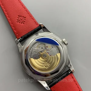 Patek-Philippe-Calatrava-6007G-010-Replica-40mm-Mens-Modern-Sport-Dress-Watch-with-Black-Textured-Dial-Red-Accents-Back-View