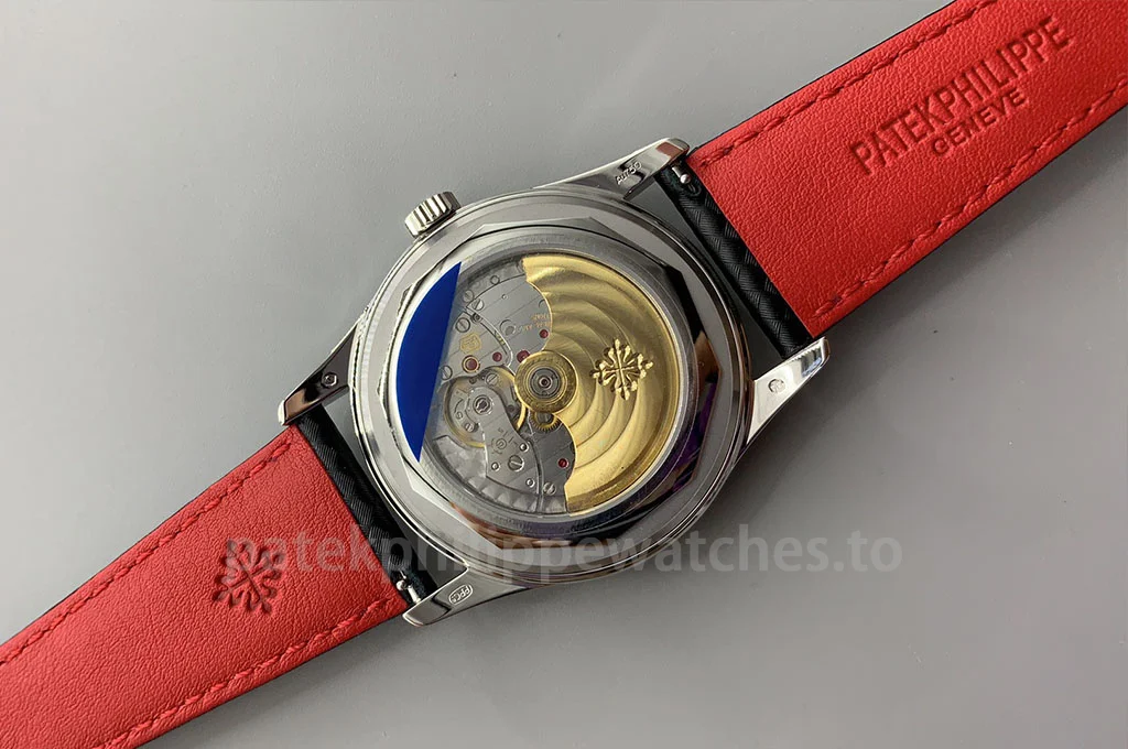 Patek-Philippe-Calatrava-6007G-010-Replica-40mm-Mens-Modern-Sport-Dress-Watch-with-Black-Textured-Dial-Red-Accents-Product-details-image