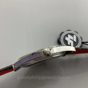 Patek-Philippe-Calatrava-6007G-010-Replica-40mm-Mens-Modern-Sport-Dress-Watch-with-Black-Textured-Dial-Red-Accents-Right-Side