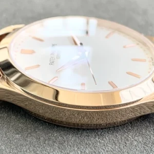 Patek Philippe Calatrava Ref. 5296R-010 Replica Watch – 38mm Gold-Tone 904 Steel, Silver Opaline DialRight case profile