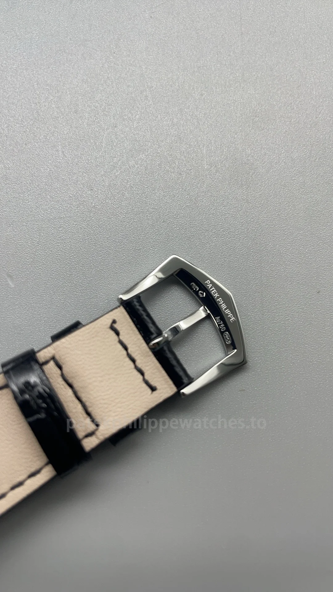 Patek Philippe Complications 5205G-001 Replica 40mm Automatic Men's Annual Calendar Dress Watch with Silver & Rhodium Dial-Buckle Detail 2 Patek-Philippe-Complications-5205G-001-Replica-40mm-Automatic-Mens-Annual-Calendar-Dress-Watch-with-Silver-Rhodium-Dial-Buckle-Detail-2