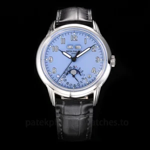 Patek Philippe Complications 5396G-014 Replica Ice Blue Dial Black Alligator StrapFront view1