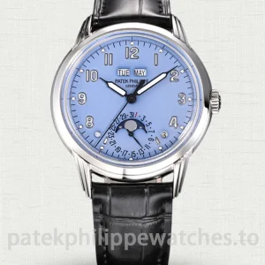 Patek Philippe Complications 5396G-014 Replica Ice Blue Dial Black Alligator StrapFront view3
