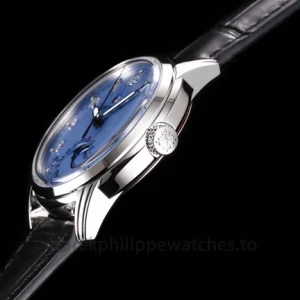 Patek Philippe Complications 5396G-014 Replica Ice Blue Dial Black Alligator StrapRight case profile