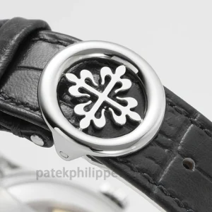 Patek Philippe Complications 5396G-014 Replica – White-Gold-Tone 904L Steel, Charcoal Sunburst Dial, Black Alligator StrapWatch strap