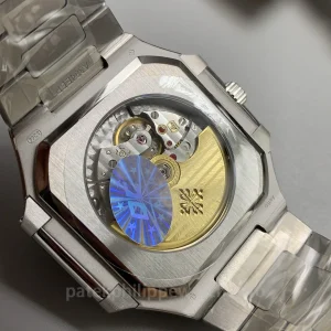 Patek-Philippe-Cubitus-71281G-001-Replica-40mm-Blue-Grey-Sunburst-Dial-904L-Stainless-Steel-Unisex-Automatic-Luxury-Sports-Watch-Back-View
