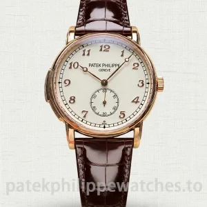 Patek Philippe Grand Complications 5078R-001 Replica Watch – Rose Gold-Plated 904L Steel, Ivory Grand Feu Enamel Dial, Brown Alligator Strap