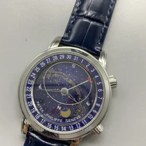 Patek-Philippe-Grand-Complications-6102P-001-Replica-44mm-Mens-Celestial-Watch-with-Blue-Sky-Chart-Dial-Moon-Phase-Dial-Detail-3