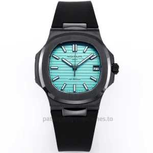 Patek Philippe Nautilus 5711 AET REMOULD Roselend Blue Replica – 40mm Black Ceramic, Blue Horizontal DialFront view1