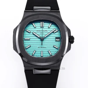Patek Philippe Nautilus 5711 AET REMOULD Roselend Blue Replica – 40mm Black Ceramic, Blue Horizontal DialFront view2
