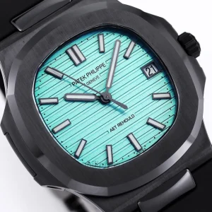 Patek Philippe Nautilus 5711 AET REMOULD Roselend Blue Replica – 40mm Black Ceramic, Blue Horizontal DialFront view3