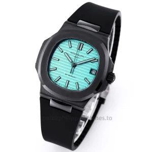 Patek Philippe Nautilus 5711 AET REMOULD Roselend Blue Replica – 40mm Black Ceramic, Blue Horizontal DialFront view4