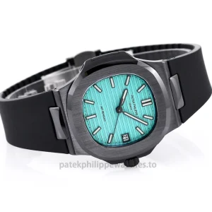 Patek Philippe Nautilus 5711 AET REMOULD Roselend Blue Replica – 40mm Black Ceramic, Blue Horizontal DialFront view5