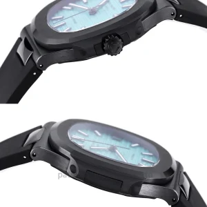 Patek Philippe Nautilus 5711 AET REMOULD Roselend Blue Replica – 40mm Black Ceramic, Blue Horizontal DialFront view5