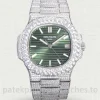 Patek Philippe Nautilus 5711 Olive Green Super Clone – 40mm Full Diamond Iced Out CustomMain product image