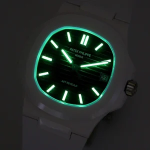Patek Philippe Nautilus 5711 Replica – 40mm White Ceramic Case, Black Horizontal DialDetailed product image