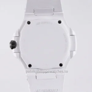Patek Philippe Nautilus 5711 Replica – 40mm White Ceramic Case, Black Horizontal DialWatch case back
