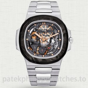 Patek Philippe Nautilus 5711 The Pearl Project Skeleton Dial-Carbon-Fiber Bezel-TP2652 Movement 40mmImage principale produit