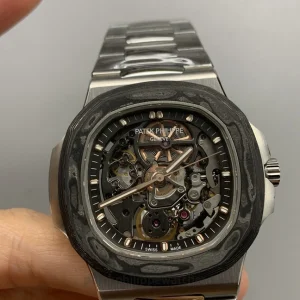 Patek Philippe Nautilus 5711 The Pearl Project Skeleton Dial-Carbon-Fiber Bezel-TP2652 Movement 40mmVue avant montre 1