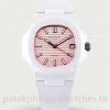 Patek Philippe Nautilus 5711 × AET REMOULD “Spiaggia Rosa” Replica – 40mm White Ceramic, Pink Horizontal Dial Main product image
