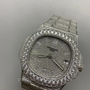 Patek-Philippe-Nautilus-5711110P-Custom-Replica-40mm-Iced-Out-Diamond-Dial-Mens-Luxury-Automatic-Watch-with-Clone-324-SC-Movement-Dial-Detail-1