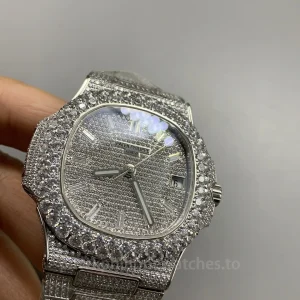 Patek-Philippe-Nautilus-5711110P-Custom-Replica-40mm-Iced-Out-Diamond-Dial-Mens-Luxury-Automatic-Watch-with-Clone-324-SC-Movement-Dial-Detail-2