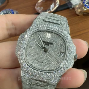 Patek-Philippe-Nautilus-5711110P-Custom-Replica-40mm-Iced-Out-Diamond-Dial-Mens-Luxury-Automatic-Watch-with-Clone-324-SC-Movement-Dial-Detail-5