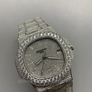 Patek-Philippe-Nautilus-5711110P-Custom-Replica-40mm-Iced-Out-Diamond-Dial-Mens-Luxury-Automatic-Watch-with-Clone-324-SC-Movement-Dial-Detail-6