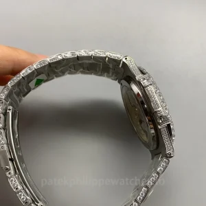 Patek-Philippe-Nautilus-5711110P-Custom-Replica-40mm-Iced-Out-Diamond-Dial-Mens-Luxury-Automatic-Watch-with-Clone-324-SC-Movement-Left-Side