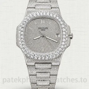 Patek-Philippe-Nautilus-5711110P-Custom-Replica-40mm-Iced-Out-Diamond-Dial-Mens-Luxury-Automatic-Watch-with-Clone-324-SC-Movement-Main-Image