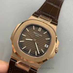 Patek Philippe Nautilus 5711R-001 Replica – 40mm Rose-Gold-Tone 904 Steel Gradient Brown DialDétail cadran 1