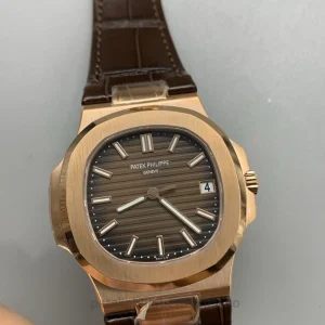 Patek Philippe Nautilus 5711R-001 Replica – 40mm Rose-Gold-Tone 904 Steel Gradient Brown DialVue avant montre 1