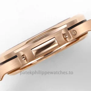 Patek Philippe Nautilus 5712-1R-001 Replica – 40mm Rose-Gold-Tone 904L Steel, Brown Gradient DialLeft case profile