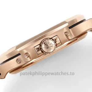 Patek Philippe Nautilus 5712-1R-001 Replica – 40mm Rose-Gold-Tone 904L Steel, Brown Gradient DialRight case profile